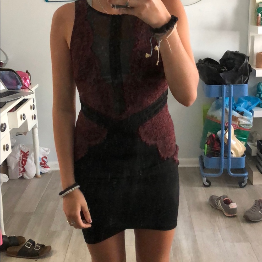 Black/red lace dress